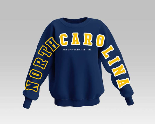 BLUE NORTH CAROLINA A&T BADDIE FULL SWEATSHIRT