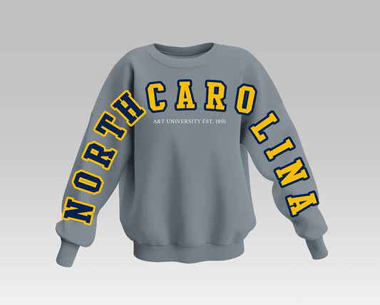 GRAY NORTH CAROLINA A&T BADDIE FULL SWEATSHIRT
