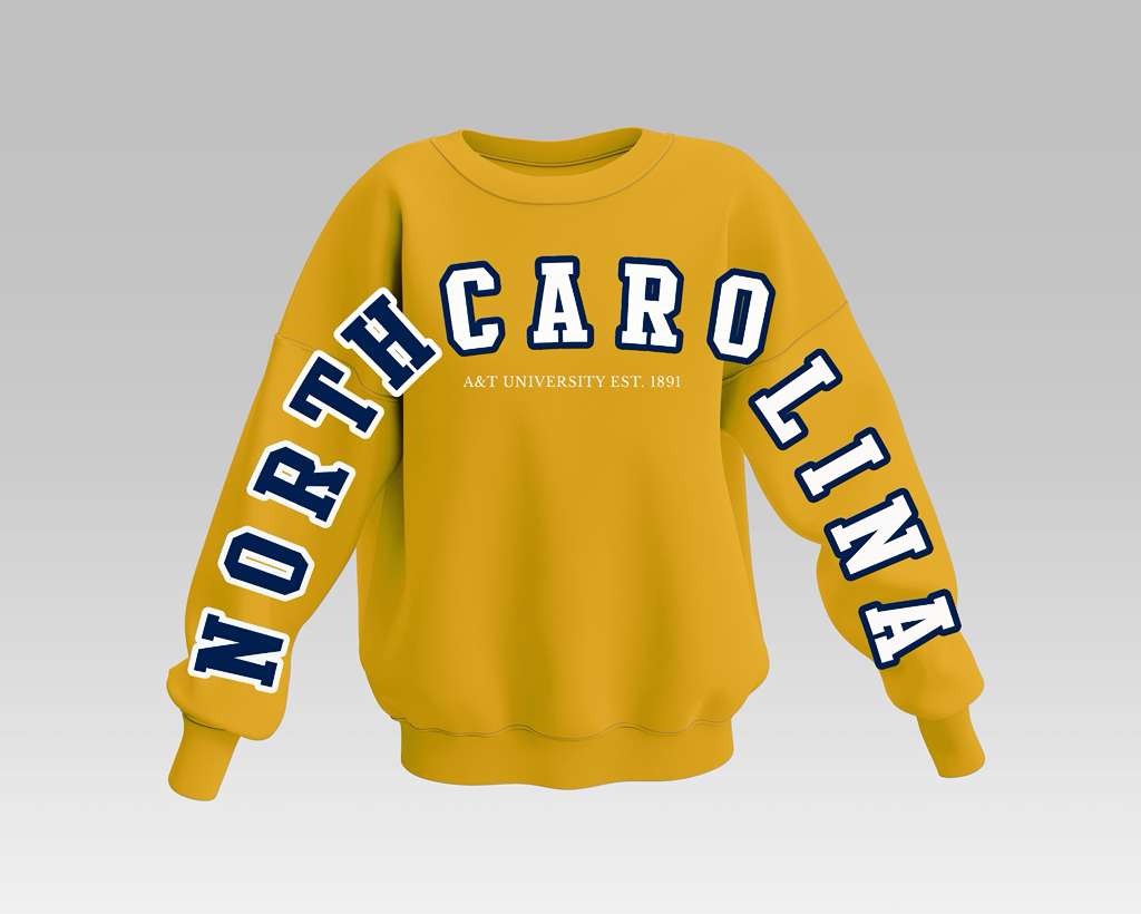 YELLOW NORTH CAROLINA A&T BADDIE FULL SWEATSHIRT