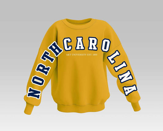 YELLOW NORTH CAROLINA A&T BADDIE FULL SWEATSHIRT